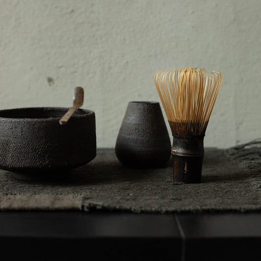 Matcha ritual set | Dark brown Dark  | Brown whisk & spoon